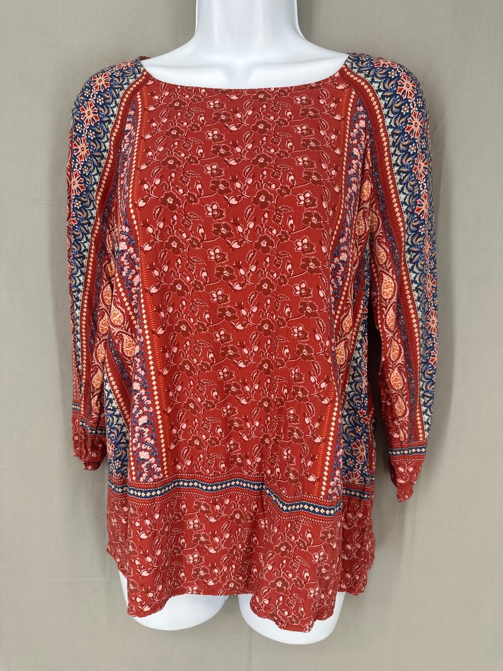 J Jill Top Women XSP Red Floral Cottagecore Bohemian Boho Capsule Viscose India